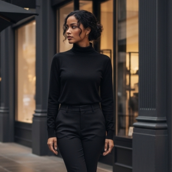 Charter Club Tops - Charter Club Women's Knit Long Sleeve Ruched Neck Top Size Large Black